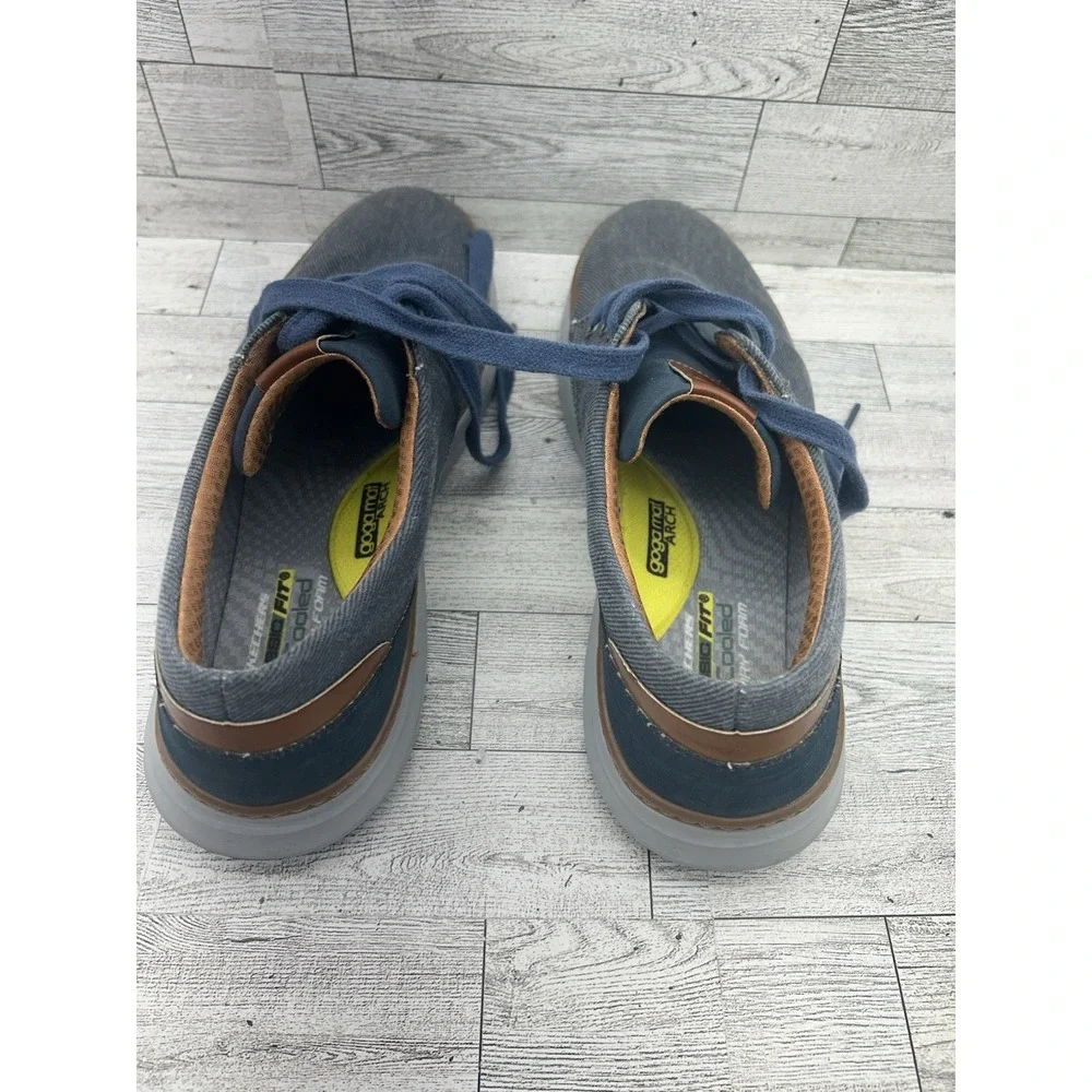 Men's Size‎ 10 Skechers Moreno Ederson 65981 Navy Blue Canvas Oxford Shoes